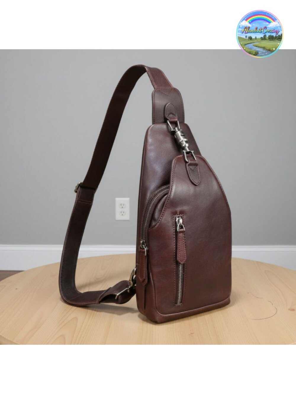 Genuine Leather Sling Bag Crossbody Chest Bag for Men Women